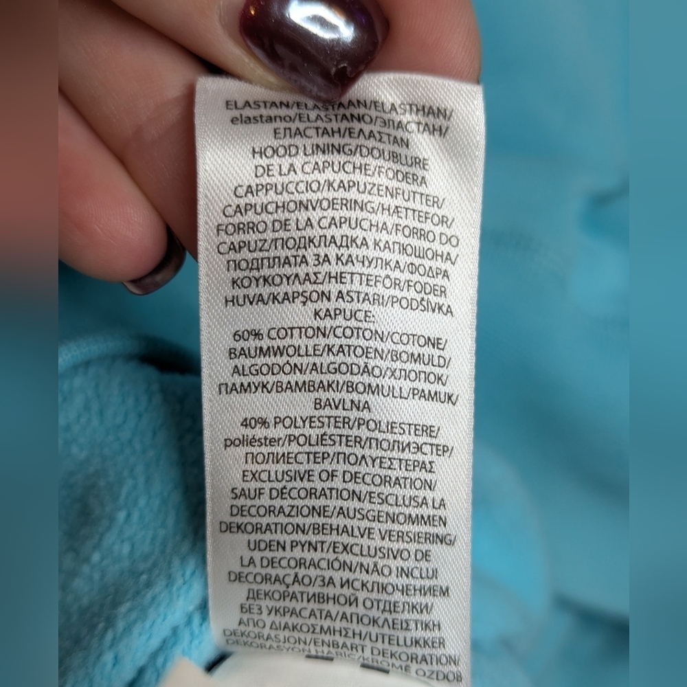 Polo Ralph Lauren Hoodie Womens Petite Small SP Aqua Blue Spellout Logo Pullover - Picture 10 of 14